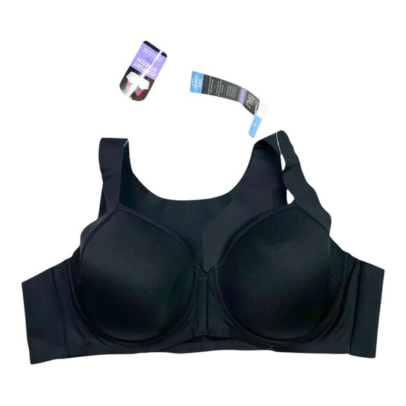NWT Bali Size 44C Black Underwire Bra Front Fasten One Smooth U Posture Boost - Picture 1 of 8